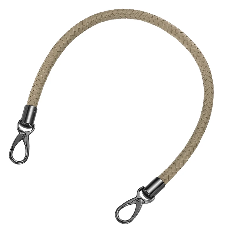 60cm Short Leather PU Braided Purse Replacement Handle - Grey Brown, Black