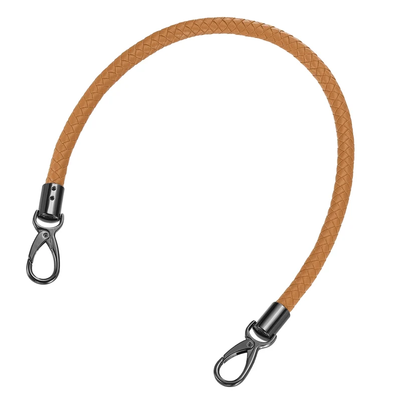 60cm Short Leather PU Braided Purse Replacement Handle - Yellow Brown, Black