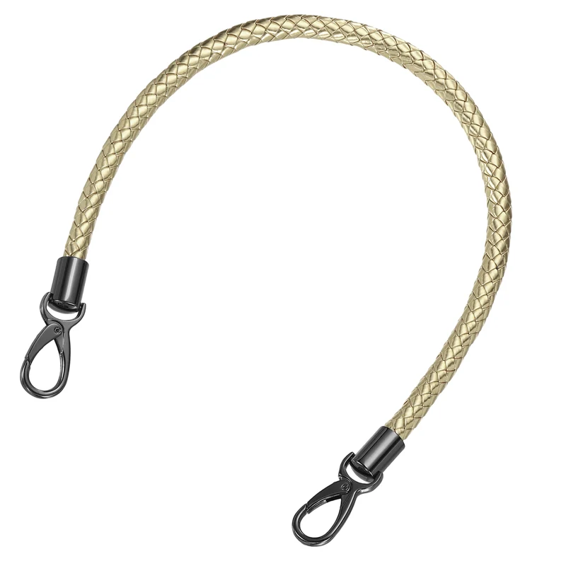 60cm Short Leather PU Braided Purse Replacement Handle - Light Gold, Black