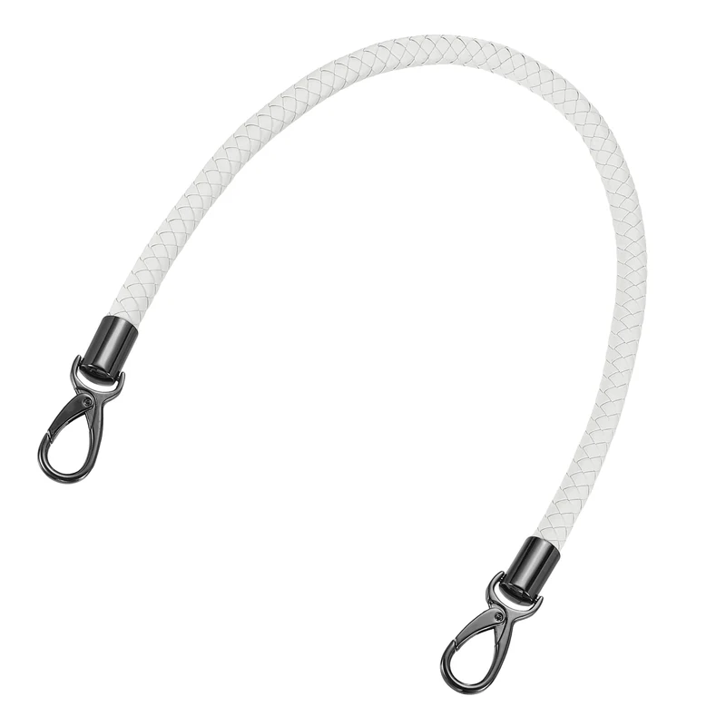 60cm Short Leather PU Braided Purse Replacement Handle - White, Black