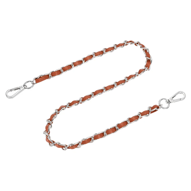 32" Purse Strap with Buckle for Shoulder and Cross Body(Brown+Silver)