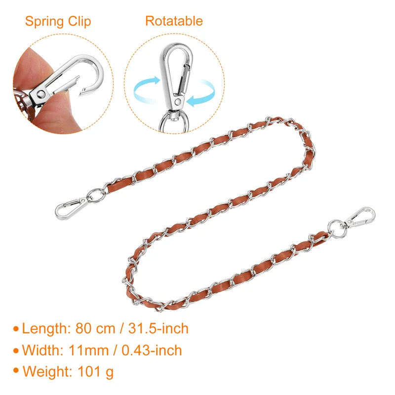 32" Purse Strap with Buckle for Shoulder and Cross Body(Brown+Silver)