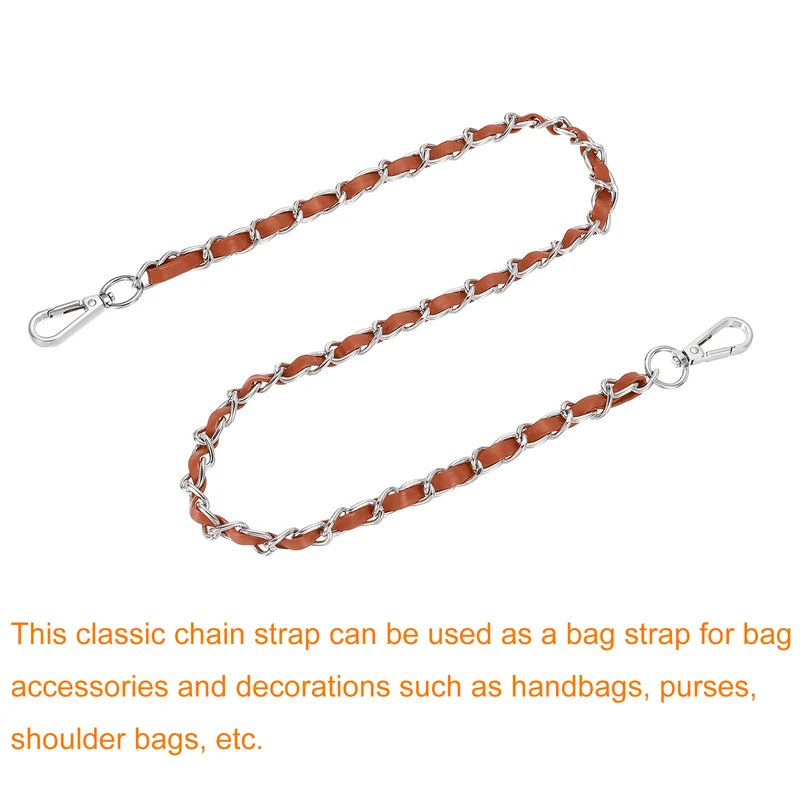 32" Purse Strap with Buckle for Shoulder and Cross Body(Brown+Silver)