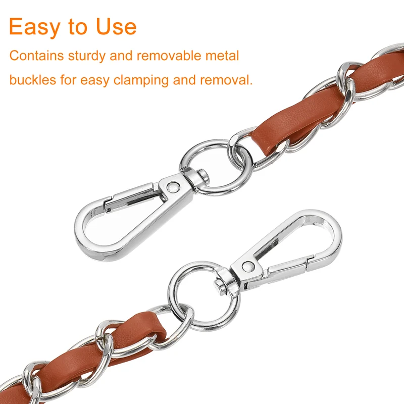 32" Purse Strap with Buckle for Shoulder and Cross Body(Brown+Silver)