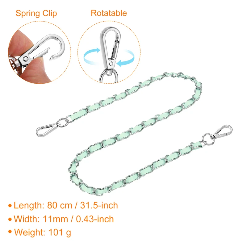 32" Purse Strap with Buckle for Shoulder and Crossbody(Light Green+Silver)