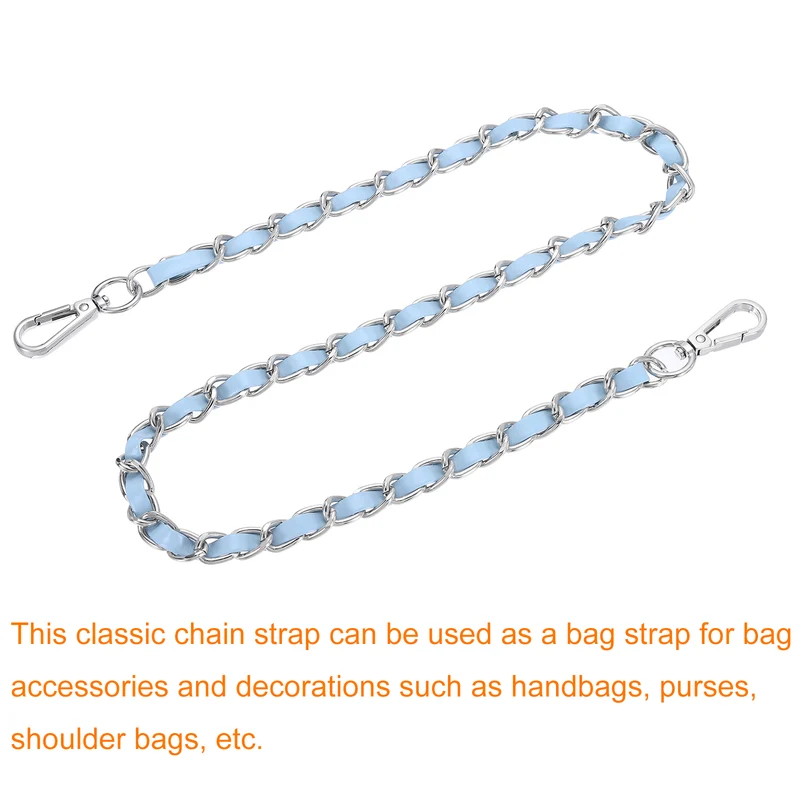 32" Purse Strap with Buckle for Shoulder and Cross Body(Sky Blue+Silver)