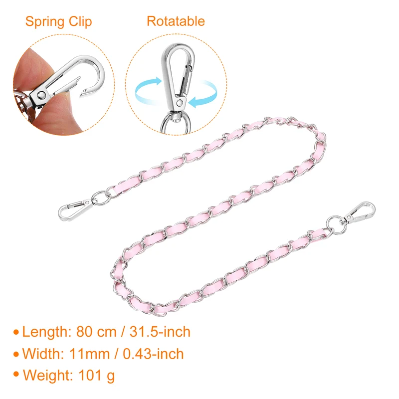 32" Purse Strap with Buckle for Shoulder and Cross Body(Pink+Silver)