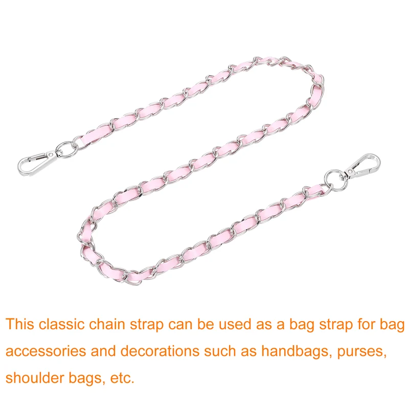32" Purse Strap with Buckle for Shoulder and Cross Body(Pink+Silver)