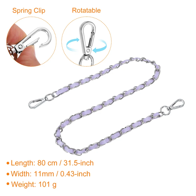 32" Purse Strap with Buckle for Shoulder and Cross Body(Purple+Silver)