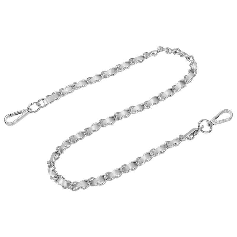 32" Purse Strap with Buckle for Shoulder and Cross Body(Silver+Silver)