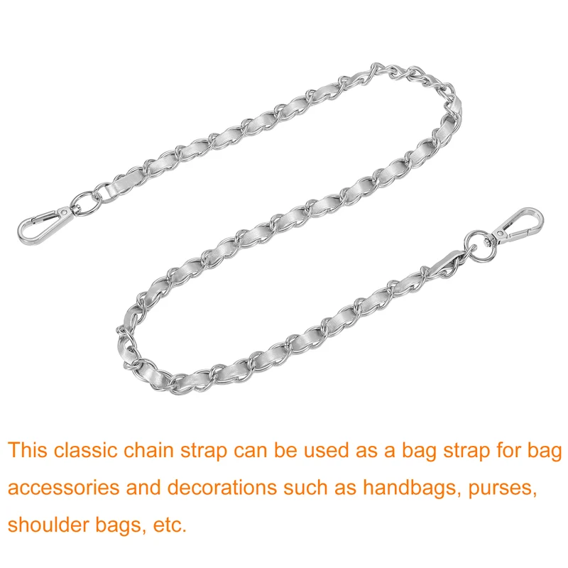32" Purse Strap with Buckle for Shoulder and Cross Body(Silver+Silver)