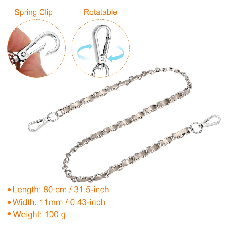 32" Purse Strap with Buckle for Shoulder and Cross Body(Gold+Silver)