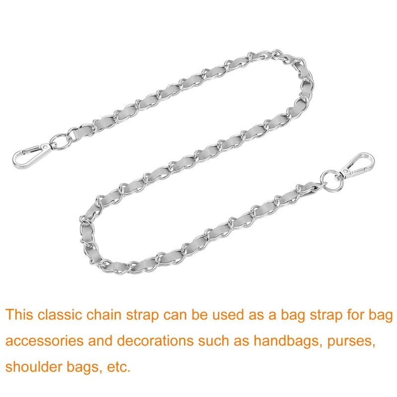 32" Purse Strap with Buckle for Shoulder and Cross Body(Gray+Silver)