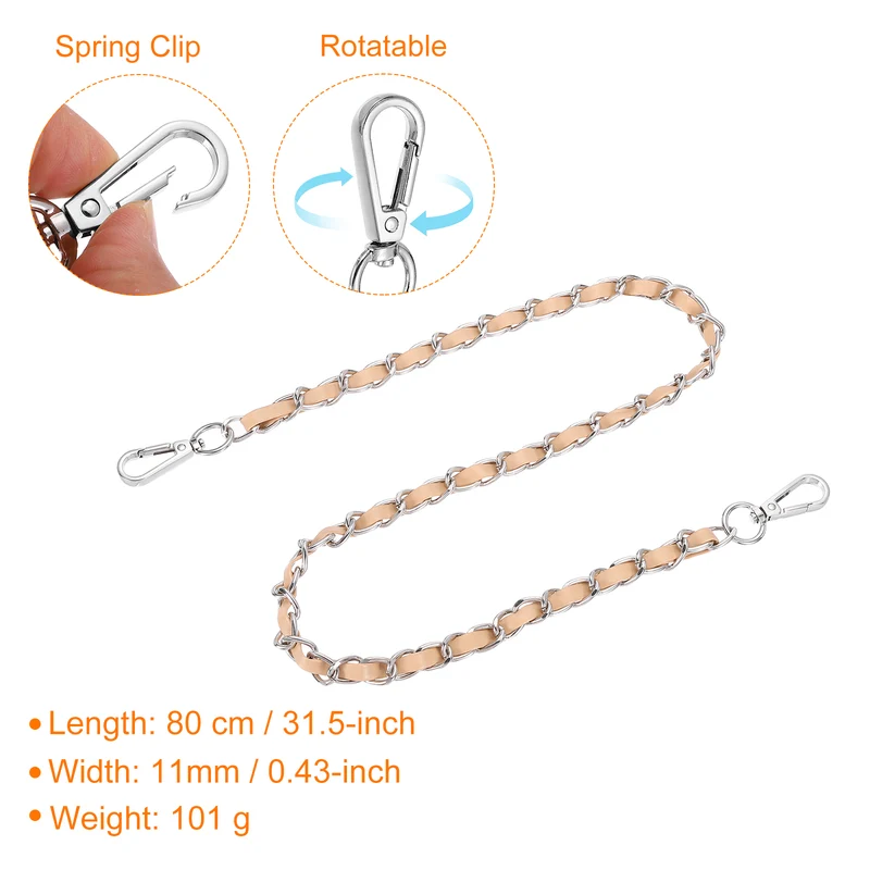 32" Purse Strap with Buckle for Shoulder and Cross Body(Khaki+Silver)