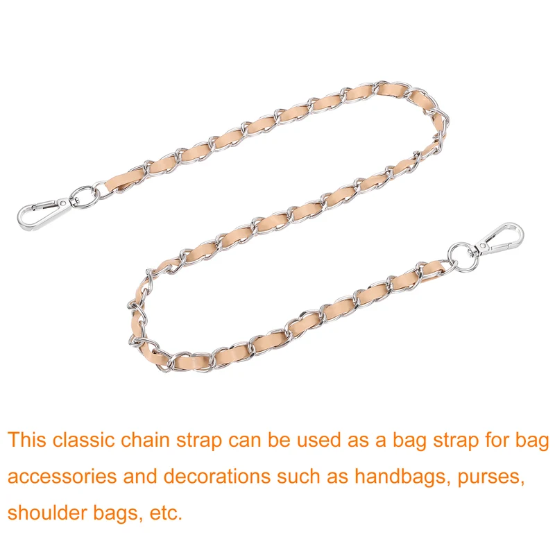 32" Purse Strap with Buckle for Shoulder and Cross Body(Khaki+Silver)