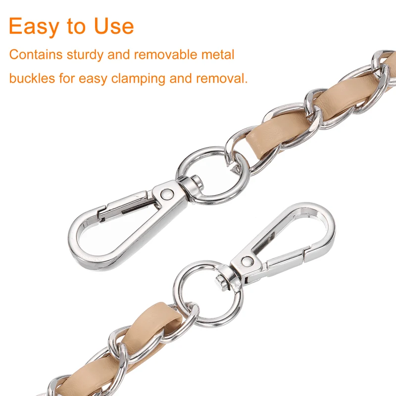 32" Purse Strap with Buckle for Shoulder and Cross Body(Khaki+Silver)