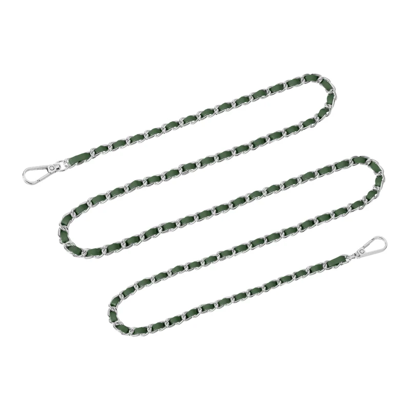 Purse Strap, 55" Leather for Shoulder and Cross Body Strap (Green, Silver)