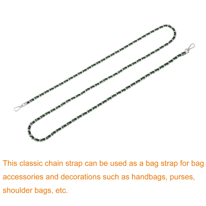 Purse Strap, 55" Leather for Shoulder and Cross Body Strap (Green, Silver)