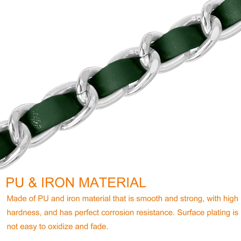 Purse Strap, 55" Leather for Shoulder and Cross Body Strap (Green, Silver)