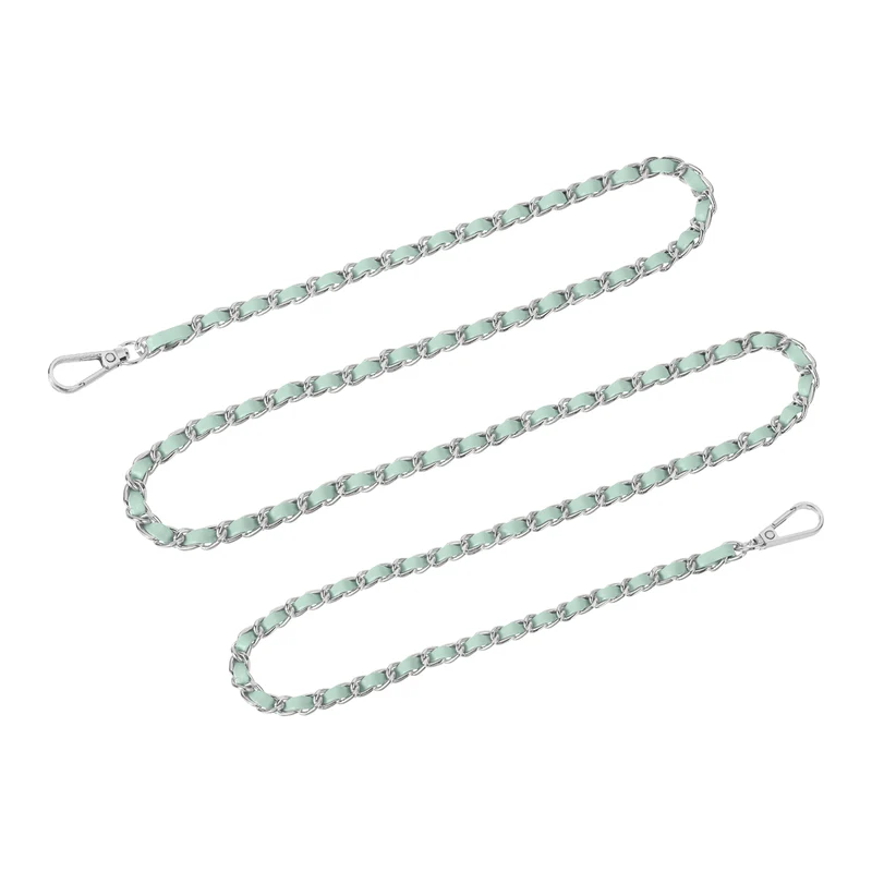 Purse Strap, 55" Leather for Shoulder and Cross Body Strap (Light Green, Silver)