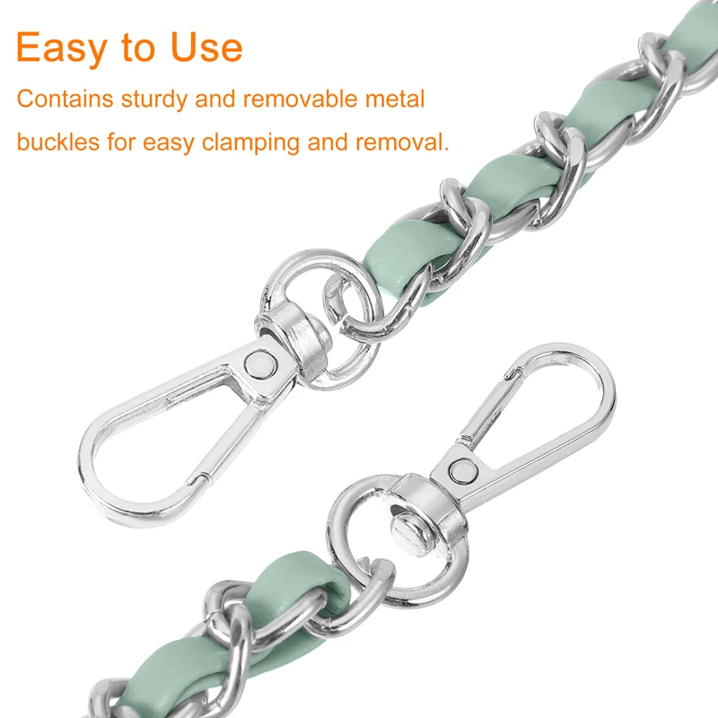 Purse Strap, 55" Leather for Shoulder and Cross Body Strap (Light Green, Silver)