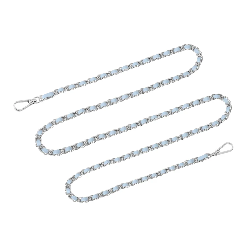 Purse Strap, 55" Leather for Shoulder and Cross Body Strap (Sky Blue, Silver)