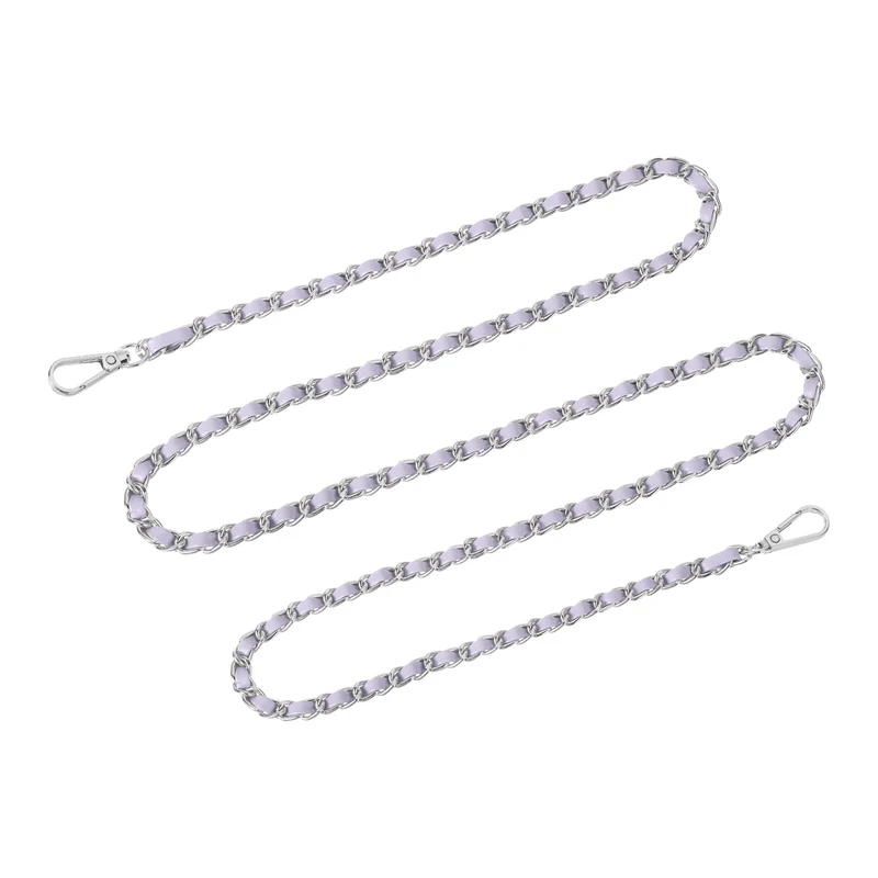 Purse Strap, 55" Leather for Shoulder and Cross Body Strap (Purple, Silver)