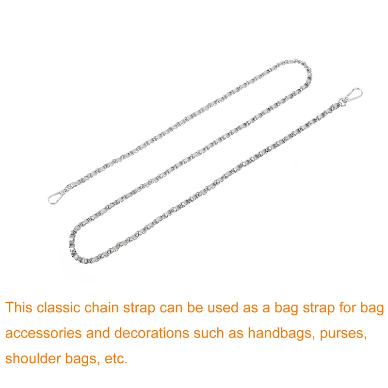 Purse Strap, 55" Leather for Shoulder and Cross Body Strap (Silver, Silver)