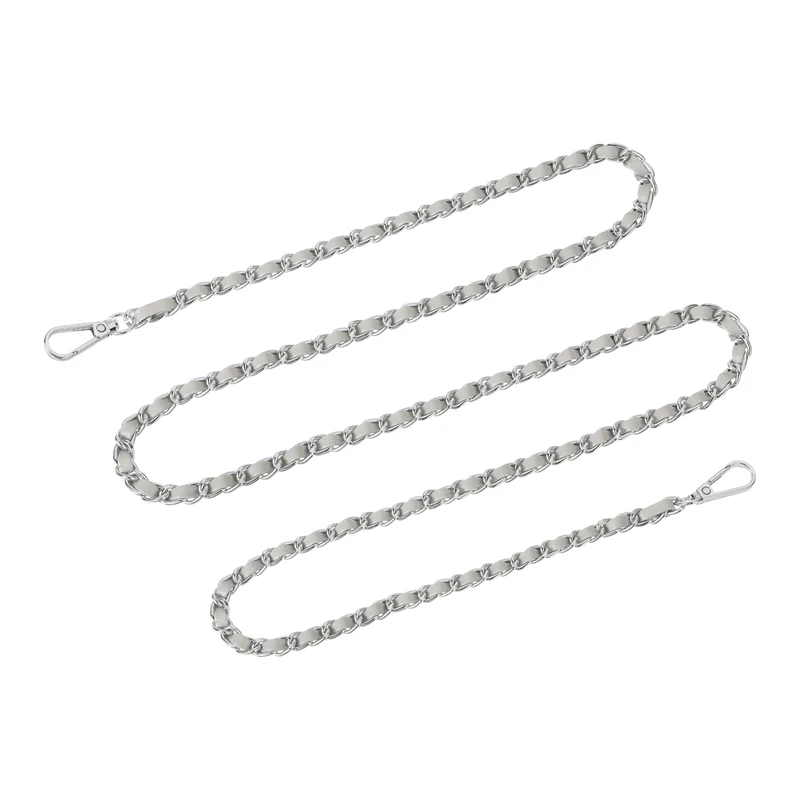 Purse Strap, 55" Leather for Shoulder and Cross Body Strap (Gray, Silver)