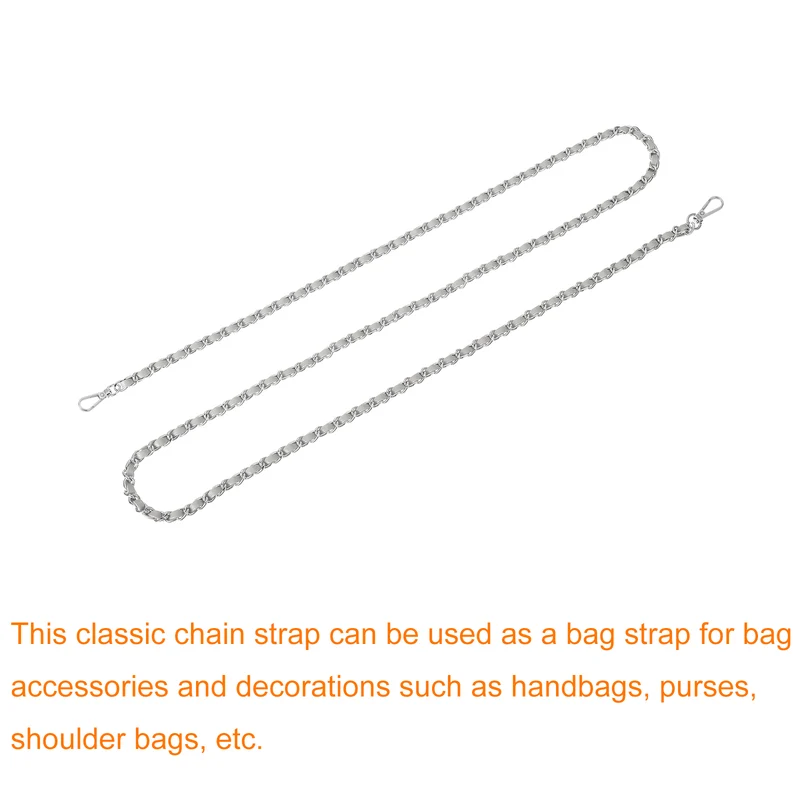 Purse Strap, 55" Leather for Shoulder and Cross Body Strap (Gray, Silver)