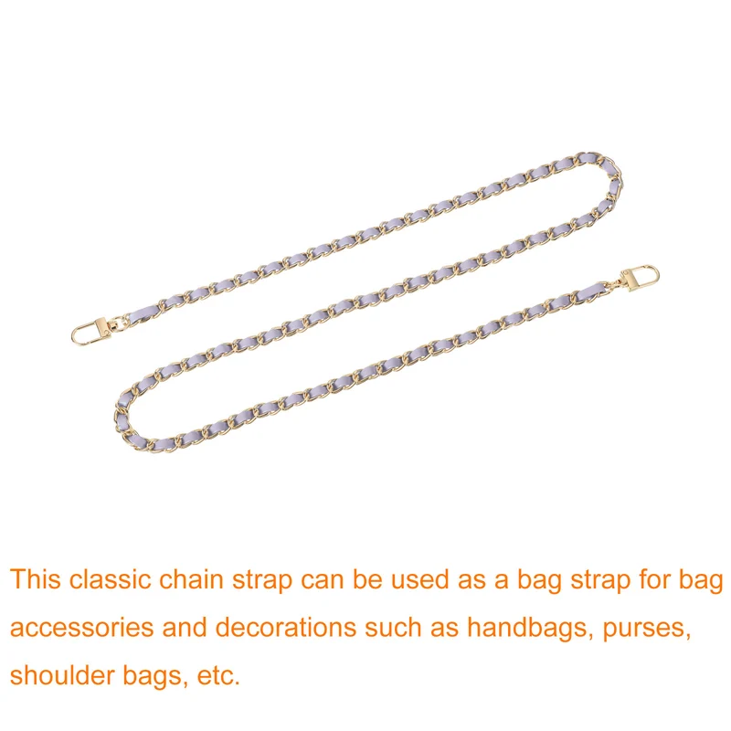 39" Purse Chain Strap with Buckles for Shoulder and Cross Body (Purple + Gold)