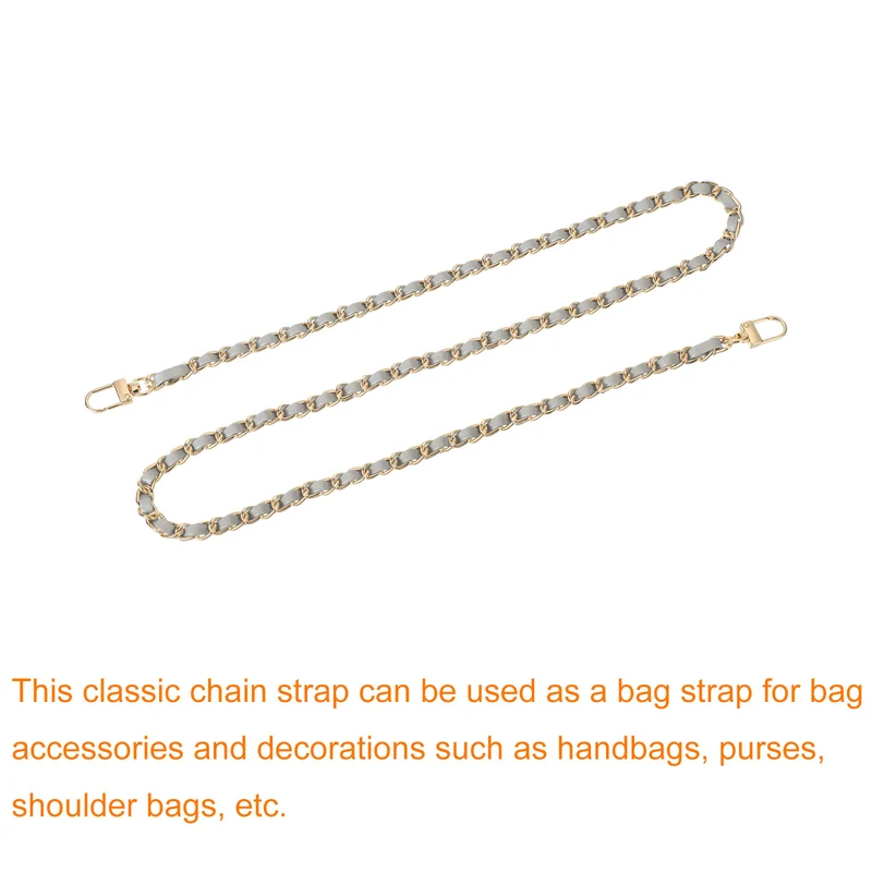 39" Purse Chain Strap with Buckles for Shoulder and Cross Body (Gray + Gold)