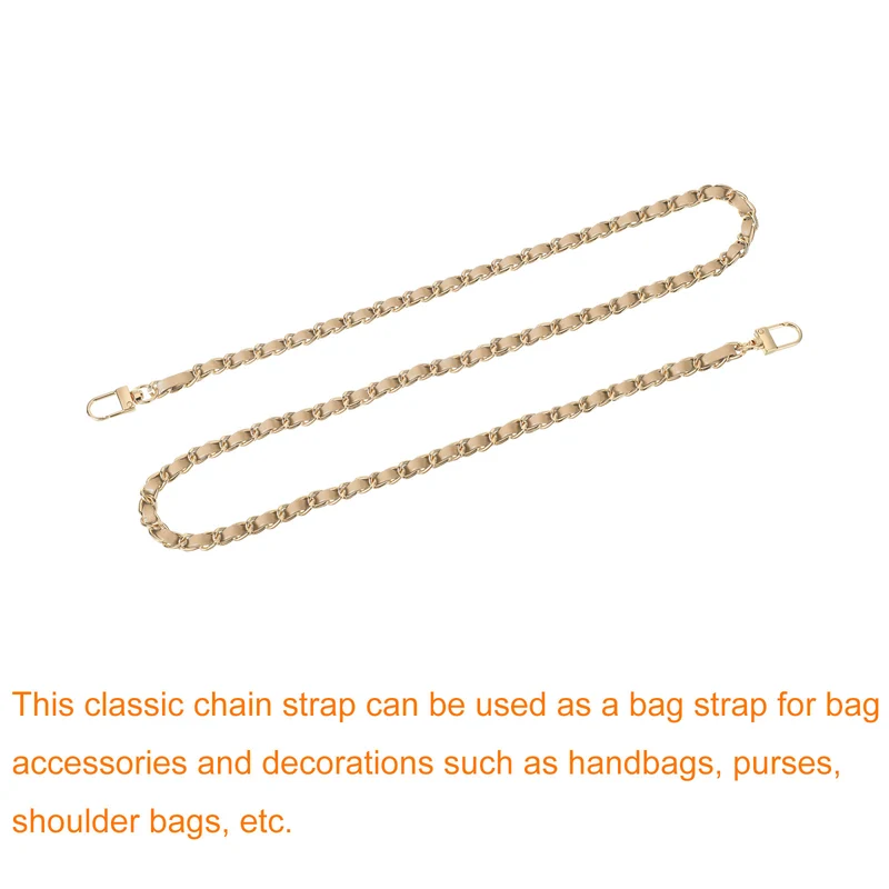 39" Purse Chain Strap with Buckles for Shoulder and Cross Body (Khaki + Gold)