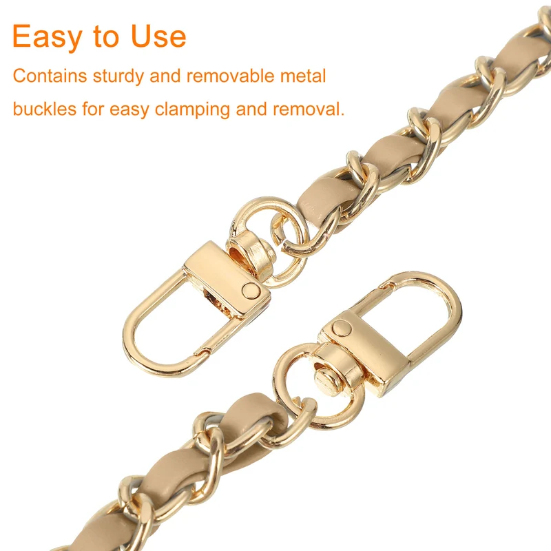 39" Purse Chain Strap with Buckles for Shoulder and Cross Body (Khaki + Gold)