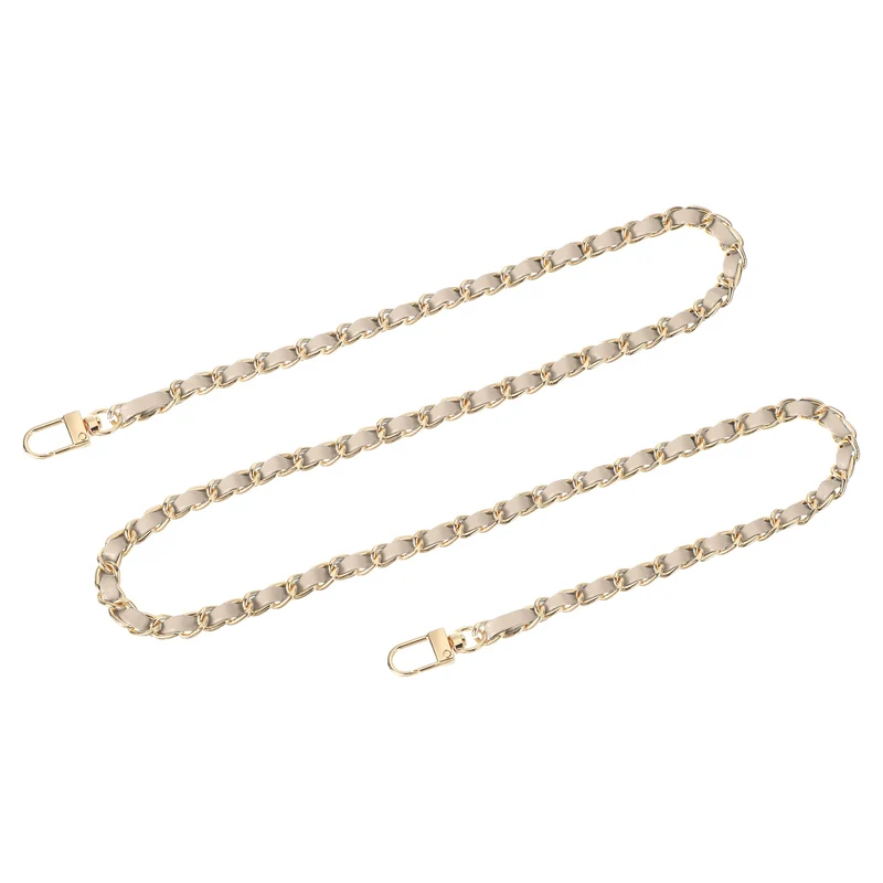 39" Purse Chain Strap with Buckles for Shoulder and Cross Body (Beige + Gold)