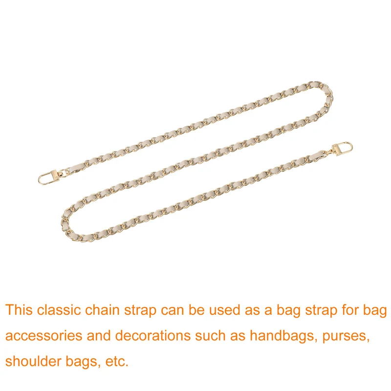 39" Purse Chain Strap with Buckles for Shoulder and Cross Body (Beige + Gold)