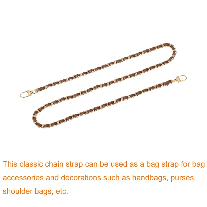 39" Purse Chain Strap with Buckles for Shoulder, Cross Body (Dark Brown + Gold)