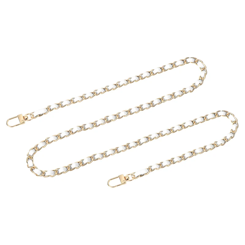 39" Purse Chain Strap with Buckles for Shoulder and Cross Body (White + Gold)
