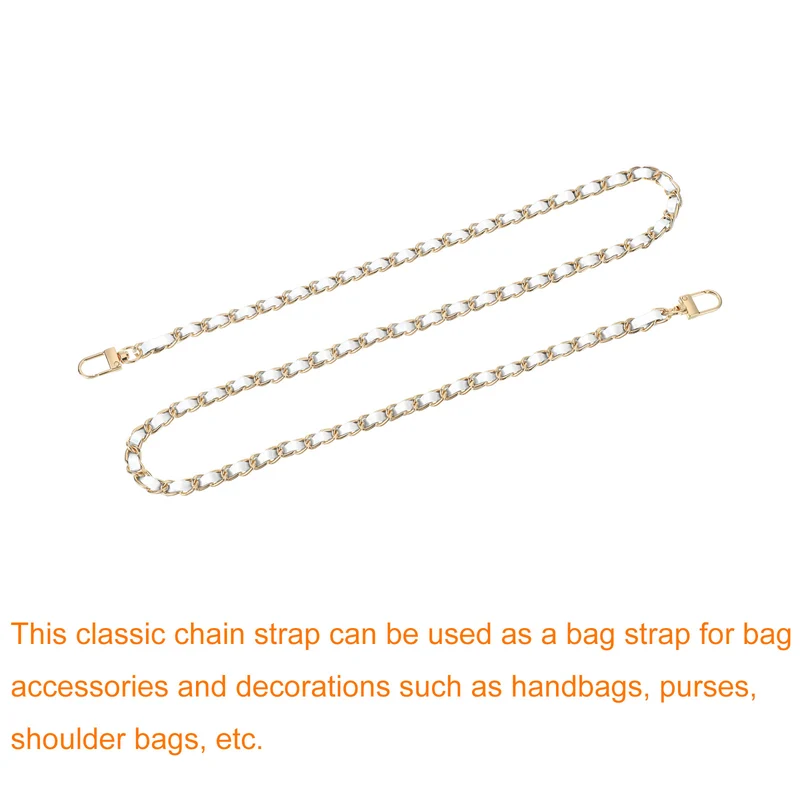 39" Purse Chain Strap with Buckles for Shoulder and Cross Body (White + Gold)
