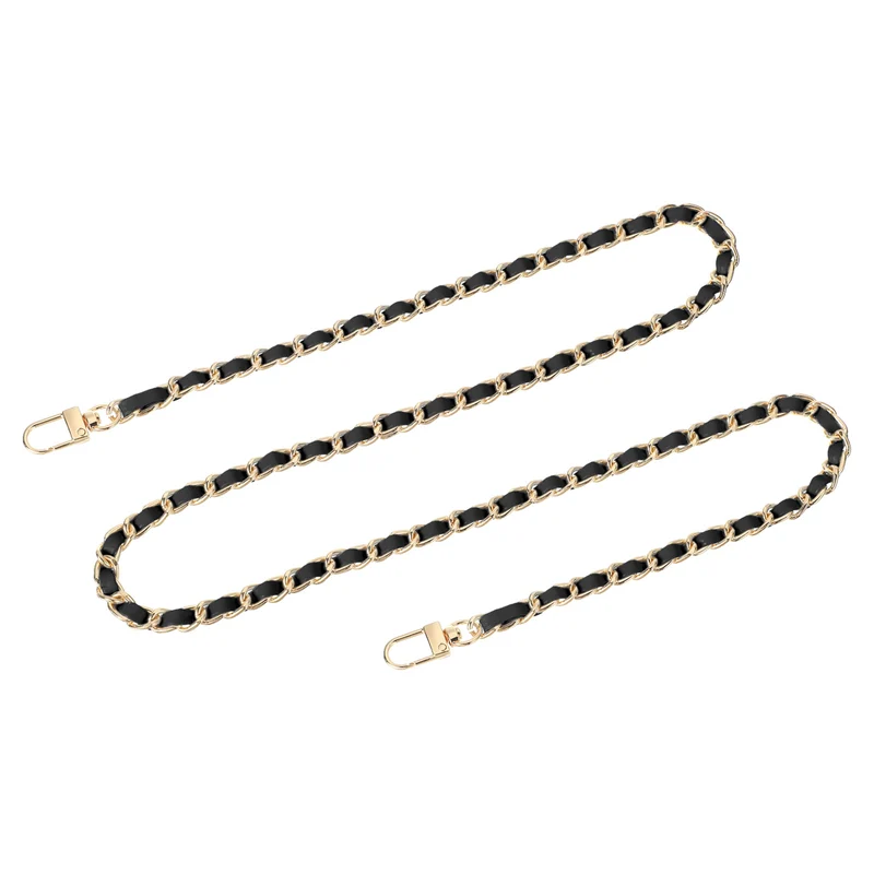 39" Purse Chain Strap with Buckles for Shoulder and Cross Body Black Gold
