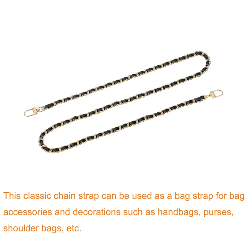 39" Purse Chain Strap with Buckles for Shoulder and Cross Body Black Gold