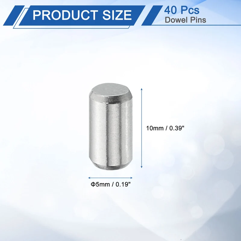 40 Pcs 5 mm x 10 mm Dowel Pins, 316L Stainless Steel Shelf Support Peg Pin