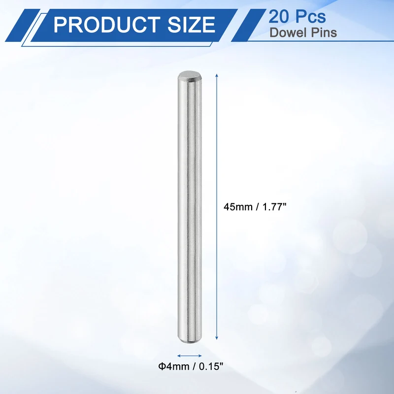 20 Pcs 4 mm x 45 mm Dowel Pins, 316L Stainless Steel Shelf Support Peg Pin