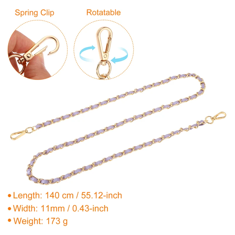 55" Purse Strap with Buckle for Shoulder and Cross Body(Purple+Gold)