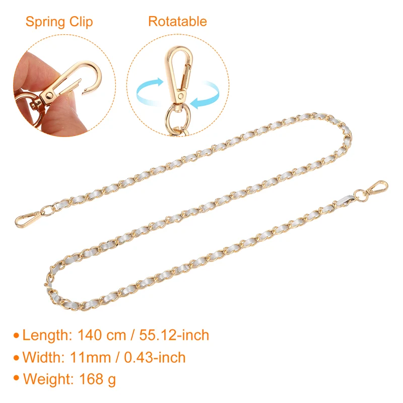 55" Purse Strap with Buckle for Shoulder and Cross Body(Silver+Gold)