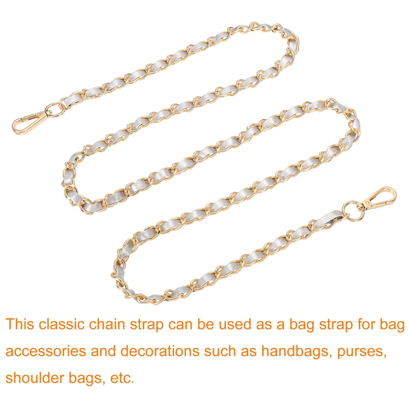 55" Purse Strap with Buckle for Shoulder and Cross Body(Silver+Gold)