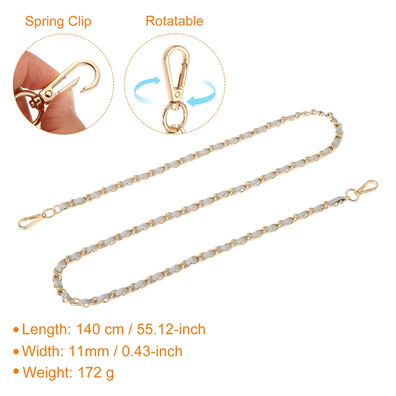 55" Purse Strap with Buckle for Shoulder and Cross Body(Gray+Gold)