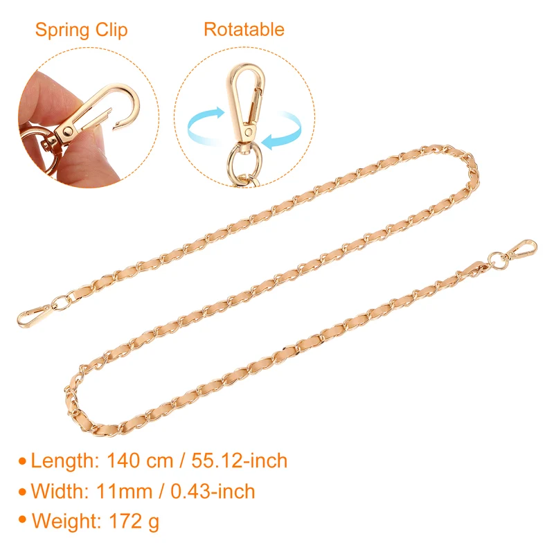 55" Purse Strap with Buckle for Shoulder and Cross Body(Khaki+Gold)