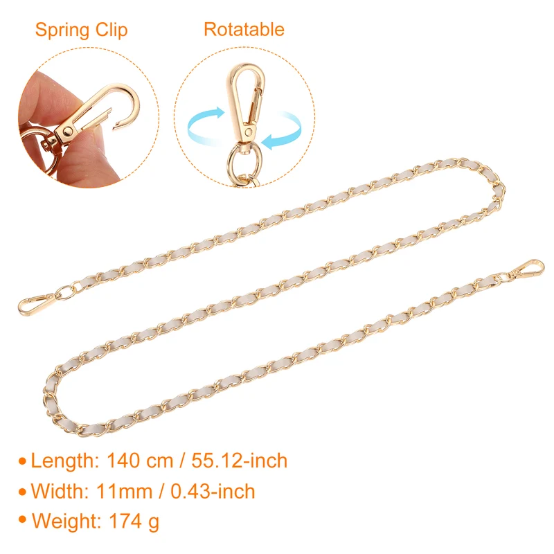 55" Purse Strap with Buckle for Shoulder and Cross Body(Beige+Gold)
