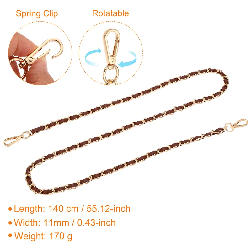 55" Purse Strap with Buckle for Shoulder and Cross Body(Dark Brown+Gold)